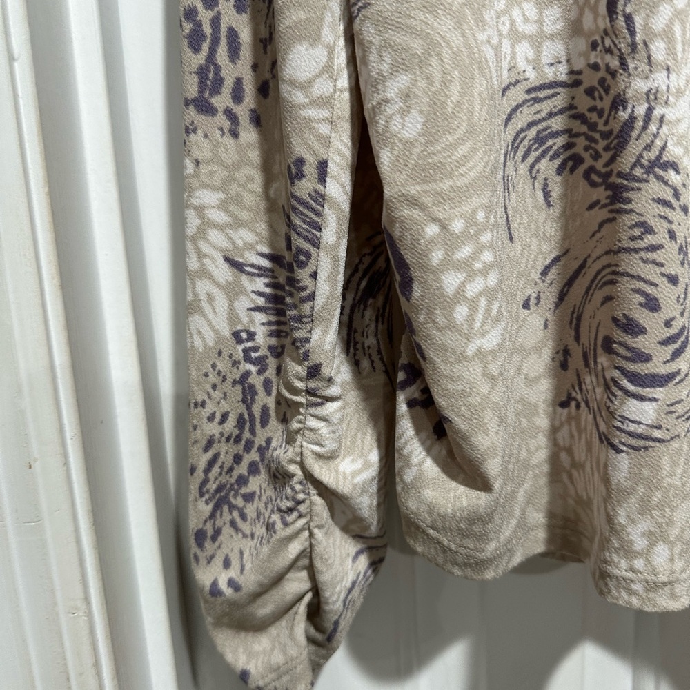 Cato Taupe and Lavender Print Blouse